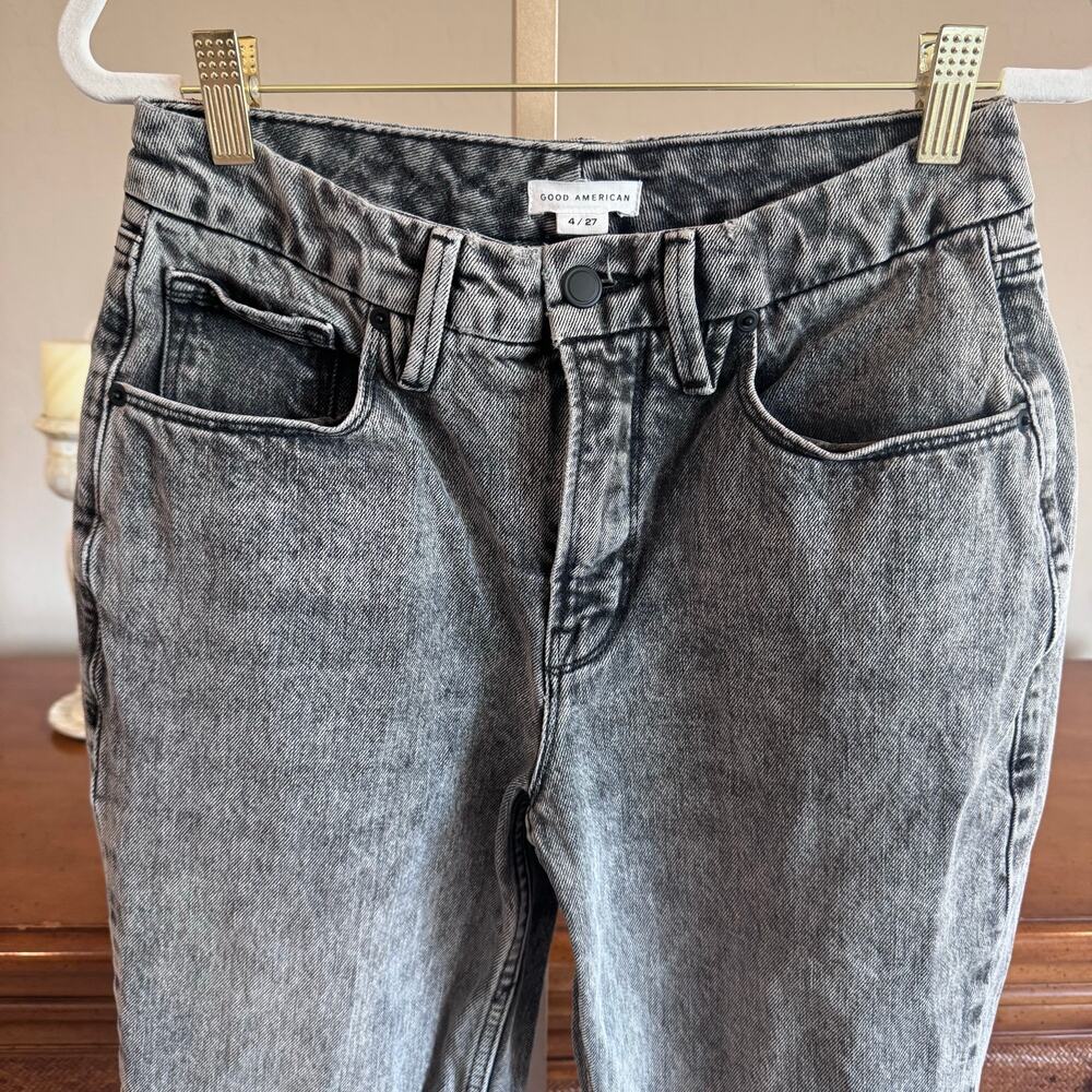 GOOD AMERICAN Good ’90s Icon Straight Jeans Charcoal Size 4/27 NWOT - Picture 4 of 11